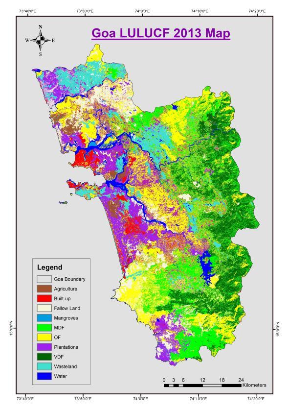 Figure 2: LULUCF comparison of Goa For most of the land categories, the variation between the assessment done by and the data assessed by NRSC as well as FSI was not beyond a standard variation that