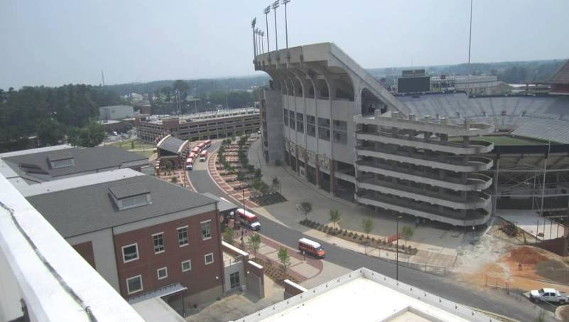 paver pattern next to the West side of the Stadium, construction of Heisman Drive,