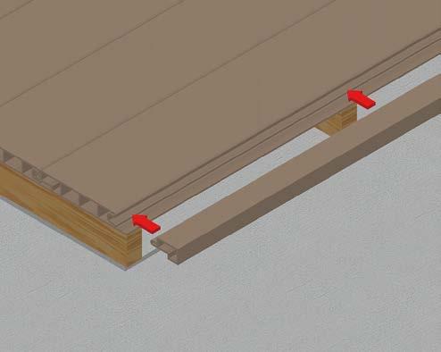 If your last board is not a full board and therefore an end trim cannot be used, you can use the Edge Trim to cover your exposed edge and either