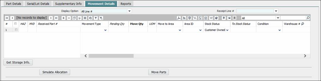 Select the Supplementary Details tab in the Manage Goods Receipt page. The Supplementary Details tab appears. See Figure 2.27 Figure 2.25 Recording supplementary information for the received part 2.