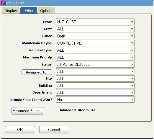 1. Click Filter, select desired criteria; you may choose to