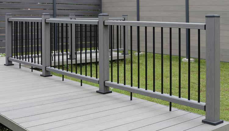 Female Bracket 16 Metal Skirt 17 Post Mount Railing Security and Stylish Good Looks NewTechWood delivers a simple, clean railing design to complete your new