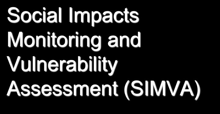 Social Impacts Monitoring and Vulnerability Assessment (SIMVA) Assess the reliance of