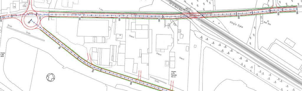Option 3b Part On-Line South Figure 4.4 Plan of Option 3b This option will require the closure of the existing access to the properties to the south west.