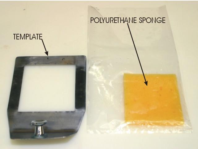 Diagram E: Template and sponge used to
