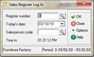 Entering Sales Using the Options Menu 5 Entering Sales Record customer sales and print receipts from the Sales Register Entry dialog box.