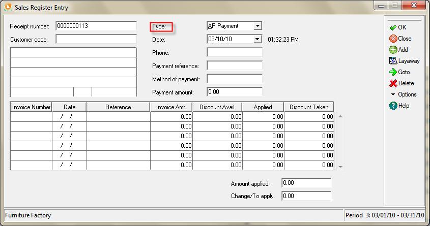Entering Accounts Receivable Payments Converting Quotes to Sales Transactions 5 To Enter Accounts Receivable Payments 1 Select Sales Register from the Process menu.