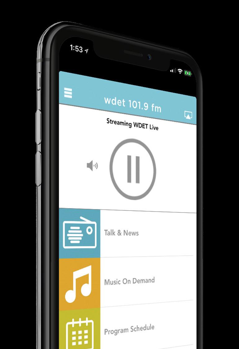 WDET THE SOLUTION The WDET mobile app has been designed to reflect the station s commitment to serving the Metro Detroit community by providing industry news and original programming.