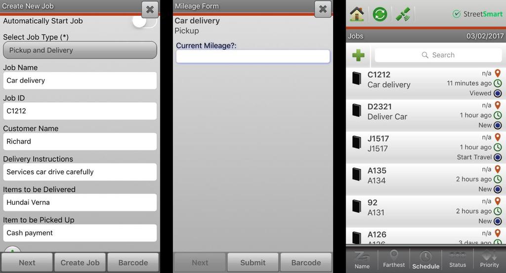 5.5. Mobile Job Create StreetSmart now also allows you to create and start jobs manually on your phone.