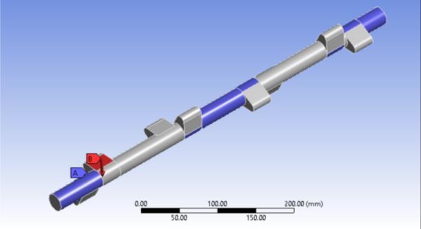 30 respectively Fig. 23 3-D model of camshaft B. Static Structural Analysis of Camshaft The 3-D model of crankshaft created using Creo 2.0 software is imported in ANSYS 17.0 software. It is meshed using tetrahedron elements.