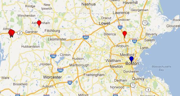 Hint: Site Name: ashburnham Location: Ashburnham State Forest Lat: 42.6029 Lon: -71.9260 Elev(m): 292 Site Name: bostoncommon Location: Boston Common Lat: 42.3559 Lon: -71.