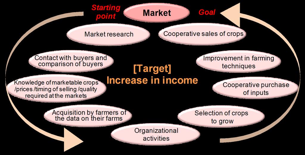 Concept (1) Farming as a business [It begins, and ends with the market] The farmers activities in SHEP begin with the market