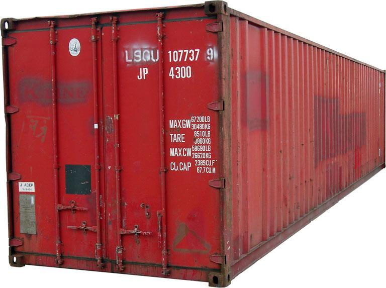 Note importance of containers Standardized as 20 feet or 40 feet long, 8 wide, height 8 6, or high cubes at 9 6 or 10 6 1 20 ft box