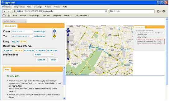 Figure 5-25 Infomobility information (travel planner) on WEB for Delhi demonstrator 5.2.9.