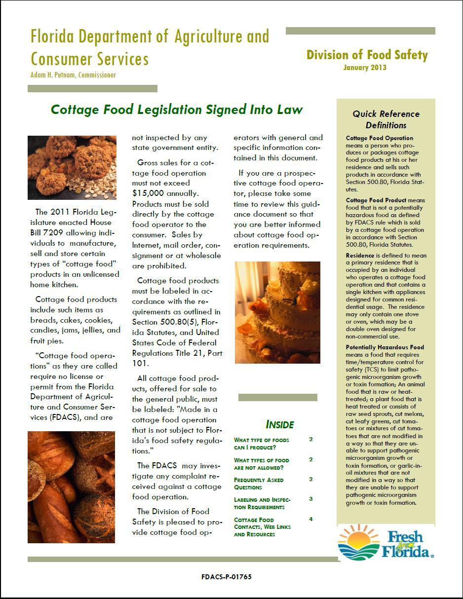 FL Cottage Foods Law