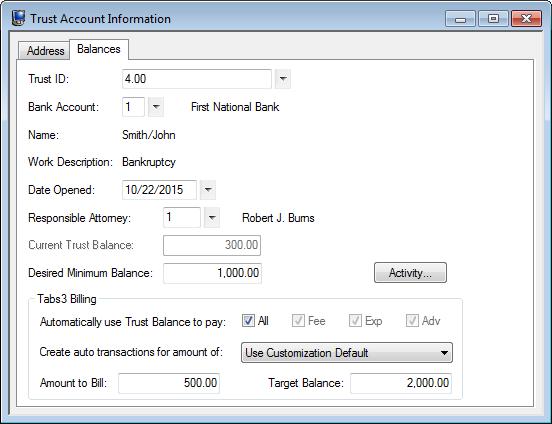 Configuring TAS Trust Accounts for Integration with Tabs3 Once you have configured your bank accounts, you can configure individual trust accounts for integration.