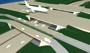 proposed new Midfield Terminal. The new taxiway crosses the airport s new relocated primary entrance road named International Gateway.
