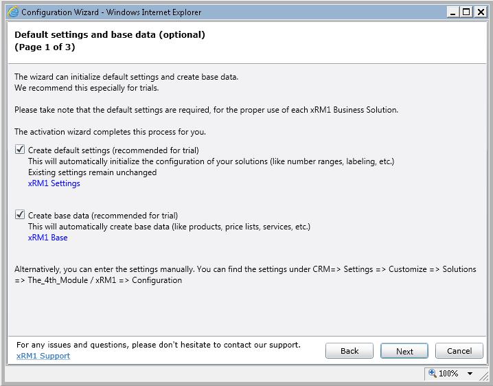 Note: Using the Configuration Wizard will not overwrite any already existing data.