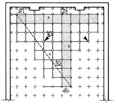 00. 6. Then the laying of the panels can go on progressively in the two directions opposite to the T-shape (fig. 3). 7. The last panels to be laid form the perimeter, after being cut to size.