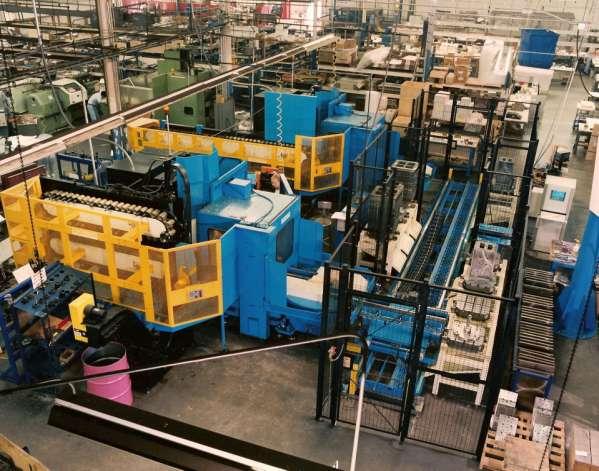 A two-machine flexible manufacturing cell for machining (photo courtesy of Cincinnati Milacron)