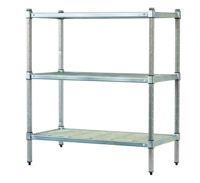 SHELVES Frames are welded 32 mm 2.5 mm roll formed section with Wire Grid of 4 mm wires spaced on 8 mm cross supports spaced at 25 mm centres.
