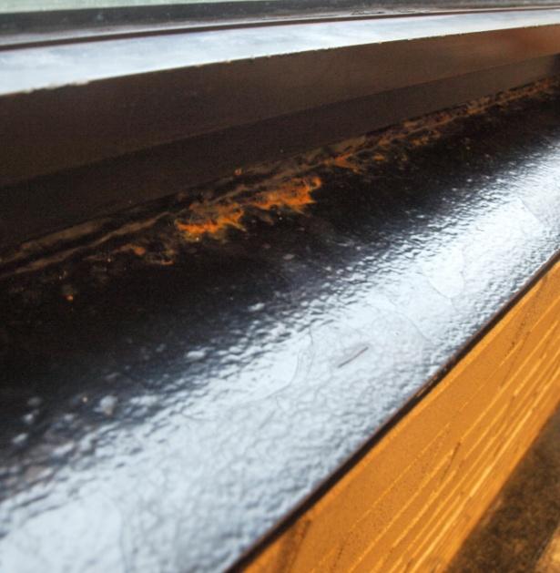 Air leakage and moisture penetration: Figure (17) Window sill rust is likely caused by