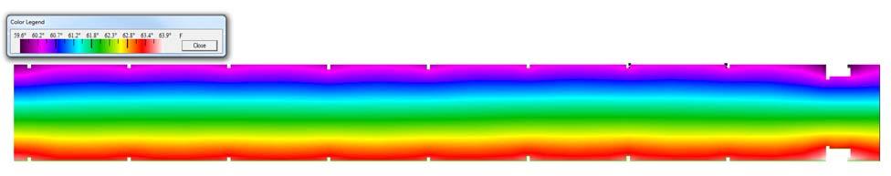 The isothermal lines show the temperature distribution in an even heat flow, showing no resistance to the thermal conductivity.