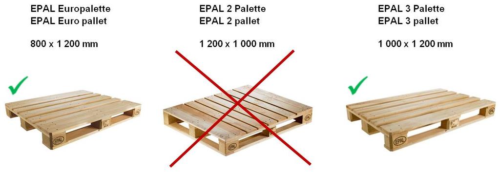 7.3 Shipping requirements - Only Euro pallets or Euro-Box pallets according to the European Pallet Association e.v. (EPAL) are allowed as means of transport.