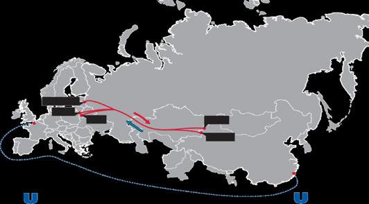 52 RAILWAYS ROLE IN INTERMODALITY AND THE DIGITALIZATION OF TRANSPORT DOCUMENTS From its position as transit transport operator, UTLC sees a number of barriers and risks in the current Eurasian rail