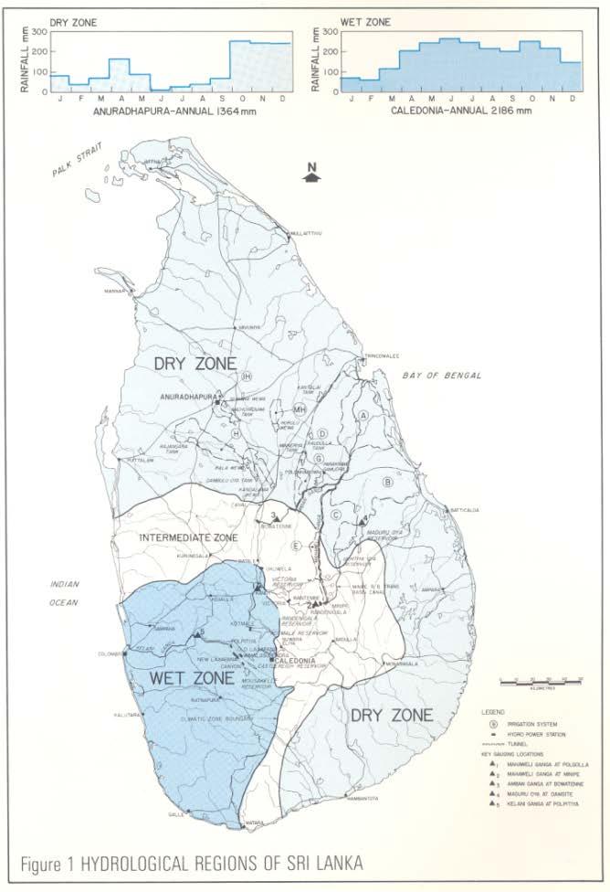 Hydrological Regions of Sri Lanka The associated air movement patterns in combination with strong orographic influence of the central hills produce three Hydrologic Regions or Zones The Wet Zone