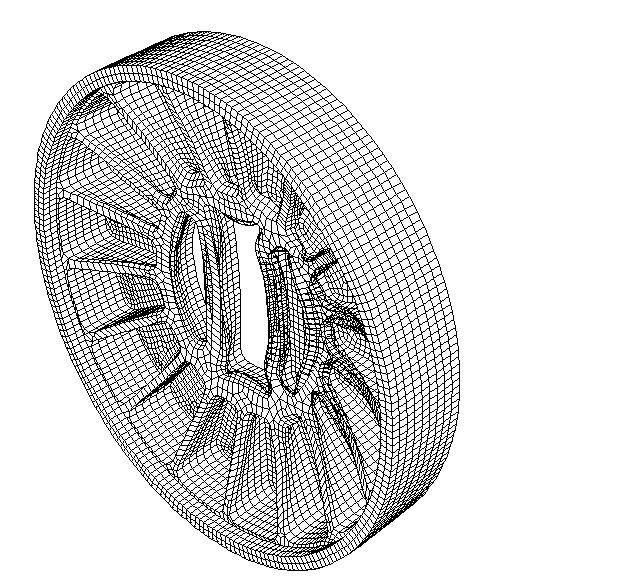 Figure 4 - Displaced shape for the solid finite element model (1X magnification) 8.65-inch x 0.