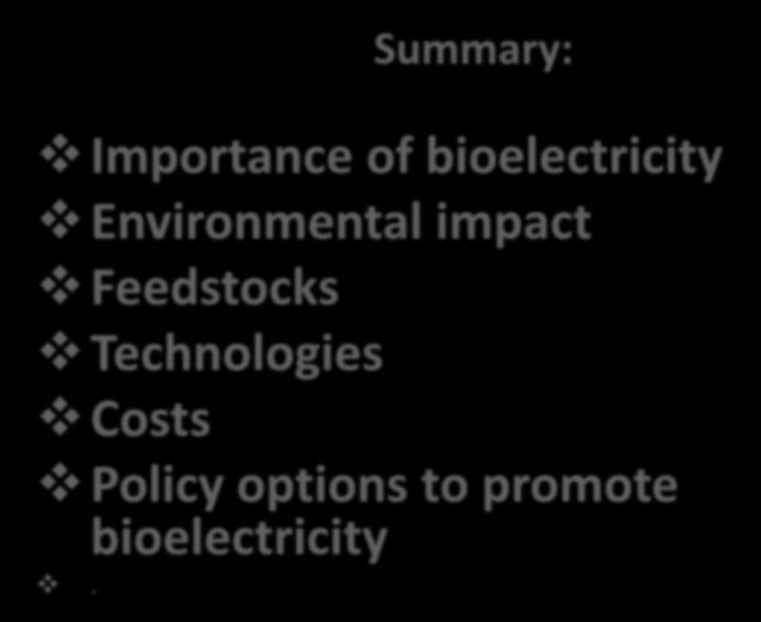 Summary: Importance of bioelectricity Environmental impact