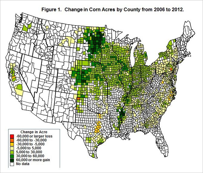 percent decrease. Between 2011 and 2012, acres declined from 12.9 million acres to 12.1 million acres.