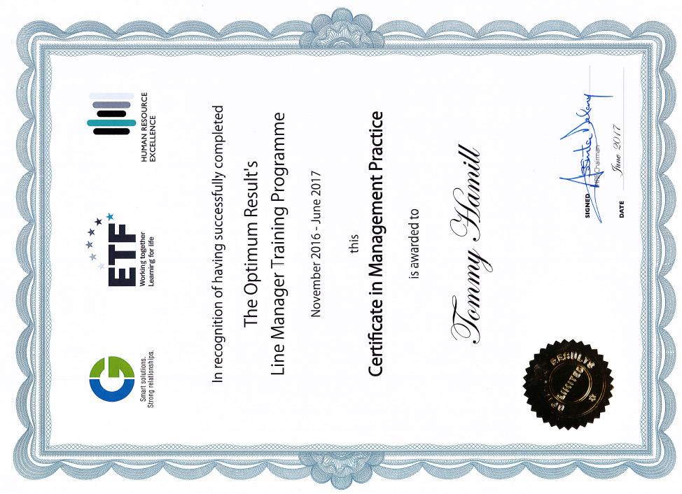 Sample of Certifiicate Client Company Logo The Optimum Results Line and