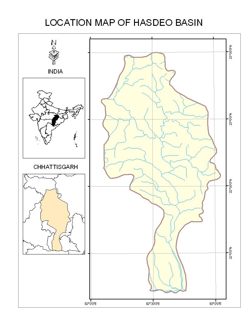 RESULT AND DISCUSSION The main hasdeo river basin covers an area of 10405.99 km 2. It is nearly peer shaped towards its upper and central part and funnel shaped in lower part.