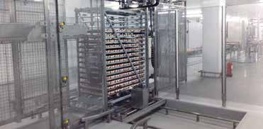 trays to hatcher baskets Stacking and loading of hatcher baskets and dollies Automatic storage for setter