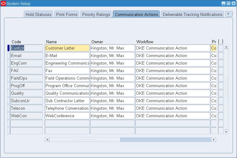 To define communication actions: Select or enter information for each action type you want to create in the following