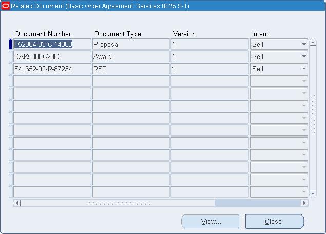 To view related documents: 1. From the Contract Organizer window, choose Related Documents.