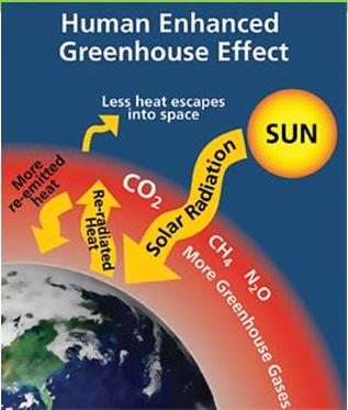 to space This absorption of radiation by gases is called the greenhouse effect