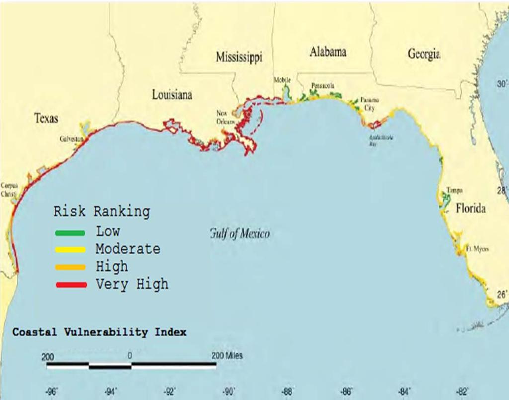 Gulf coast ports are vulnerable to sea level rise Scenarios of 61 cm and 122 cm (2 and 4 ft) of relative sea level rise are likely.