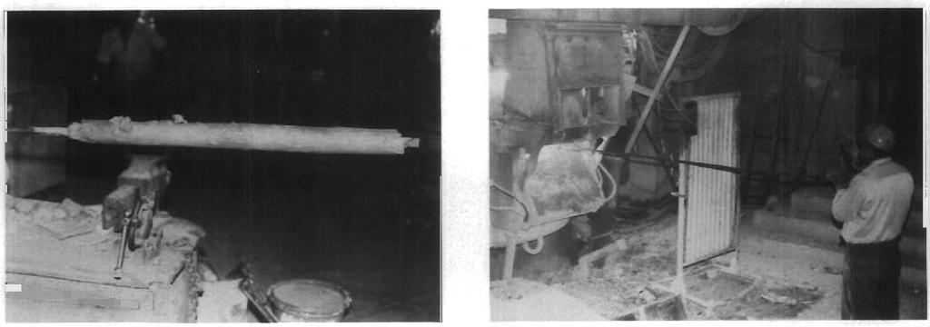 Retractories 158 Fig. LOxygen lance, (a) Coated oxygen lance, (b) Oxygen lance in use. generally considered good in most foundry operations. Fig. 2 shows a furnace roof being constructed.
