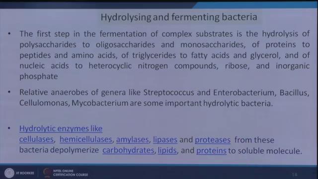 (Refer Slide Time: 25:43) So, now we will see what are the fermenting and hydrolyzing bacteria.