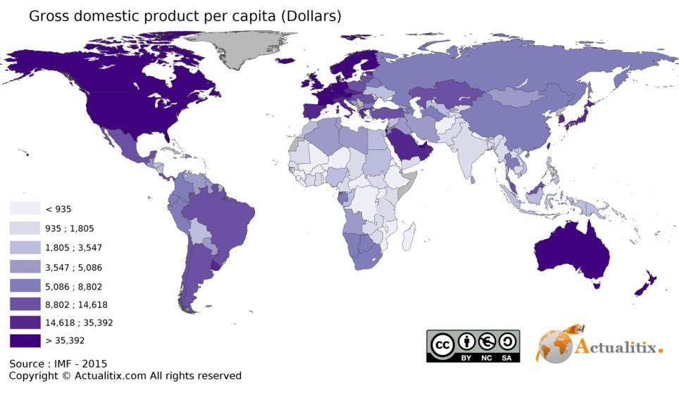 1. Define: GDP Per Capita Total value of goods and services produced by a country in a year divided by total population.
