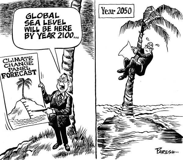 Use the following cartoon to answer questions 20 21 20. The cartoonist points out that future predictions on climate change are a. reliable because scientists are too conservative b.