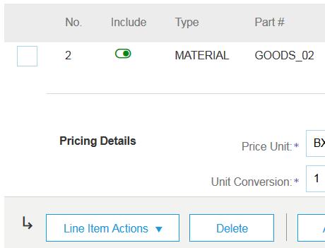 Invoice via PO Flip Line Items Line Items section shows the line items from the Purchase Order. 1. Review or update Quantity for each line item you are invoicing. 2.
