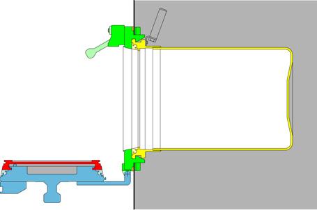 Operating principle The two parts are connected by a 60 rotation which detaches the doors from their supports and joins them together, but tightness