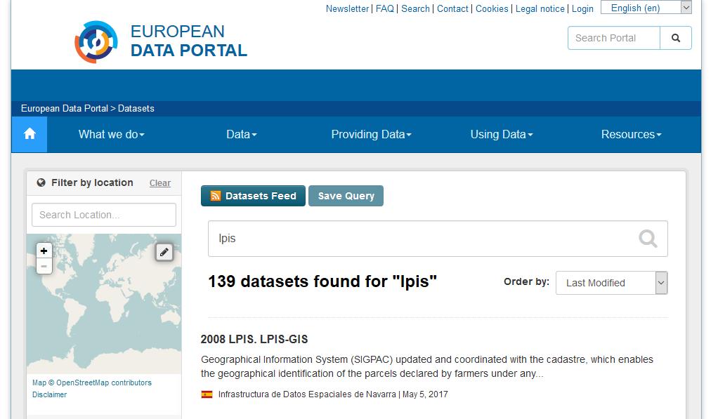 geoportal: 415 MS LPIS related datasets