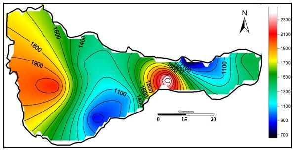 Fig. 7 Spatial distribution of EC (µs/cm) of groundwater during 2010 Fig.