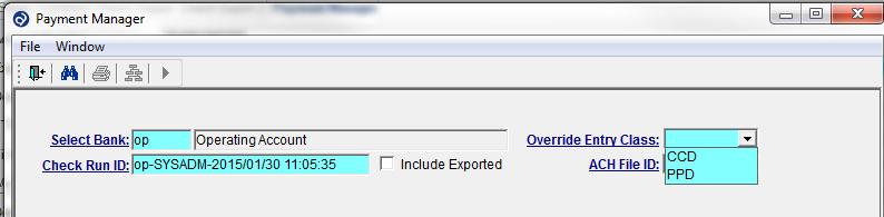However, to include previously exported check runs, check the option "Include Exported". Click on the Search icon to Select Checks to export.