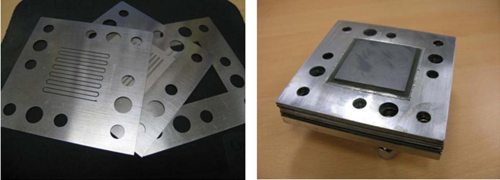 September 2016 A Novel Metal Supported SOFC Fabrication Method Developed in KAIST: a Sinter-Joining Method 481 Figure 9 shows the metal-supported bipolar plate, with inner manifolds, designed for the